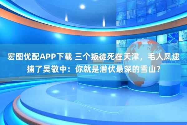 宏图优配APP下载 三个叛徒死在天津，毛人凤逮捕了吴敬中：你就是潜伏最深的雪山？